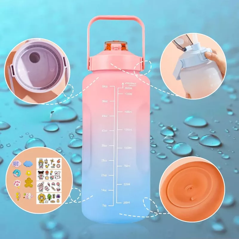 Extralink Motivational Bottle, Water Bottle, 2000ml, Green-Purple, BUT-190