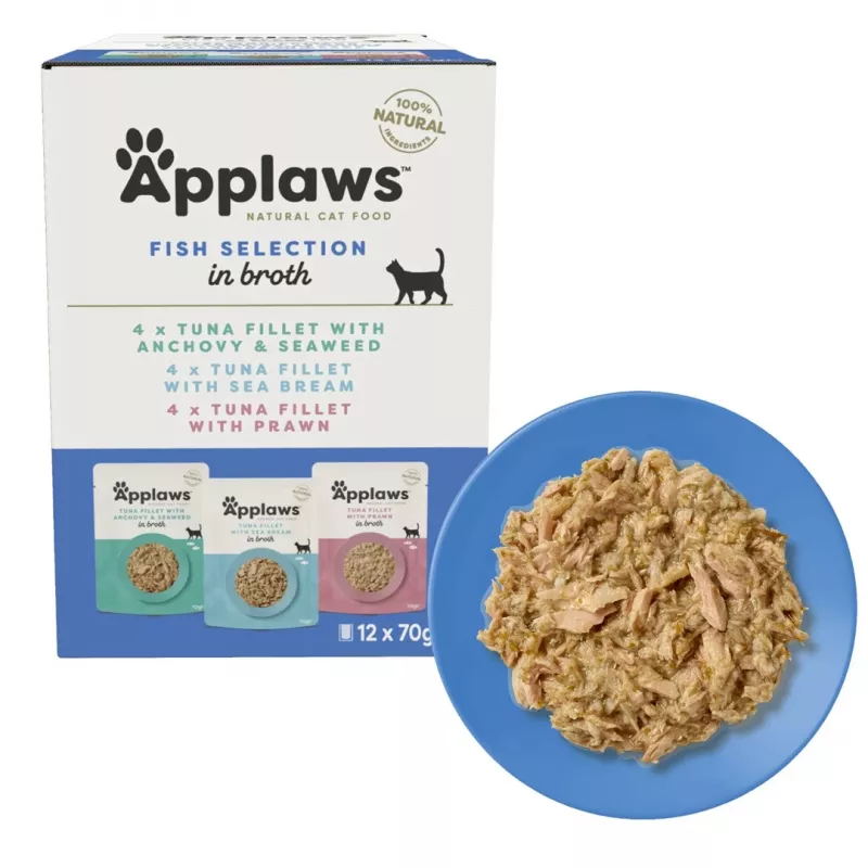 Wet cat food Applaws Fish selection multipack in broth 12 x 70 g, adult, 83% moisture, sachets