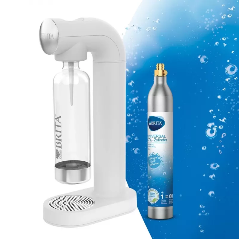 Saturator bottle BRITA SodaONE White — bottle, 60 L performance, BPA-free, 450×129×240 mm