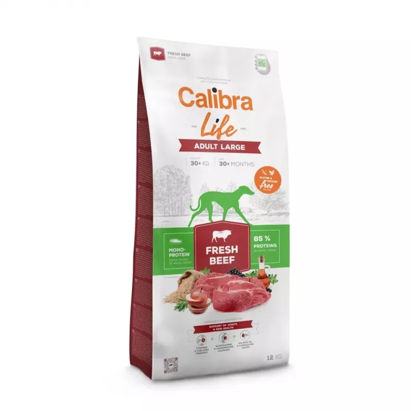 Dry dog food Calibra Life Adult Large Fresh Beef 12 kg — adult large breeds, 25–45 kg, 25% protein, 14% fat