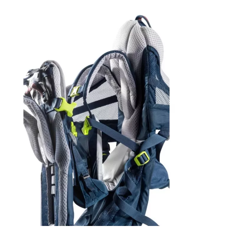 Baby carrier backpack DEUTER Kid Comfort Active — blue, polyamide, up to 22 kg, sunshade, footrest, VariQuick, Lite Air