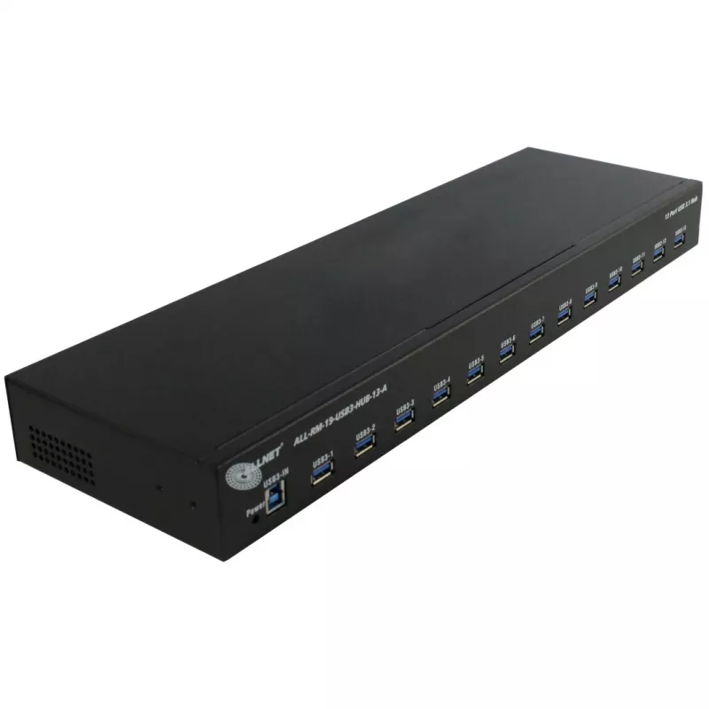 USB hub ALLNET ALL-RM-19-USB3-HUB-13-A — 13-port USB 3.0 rack-mount hub, 48.30 cm