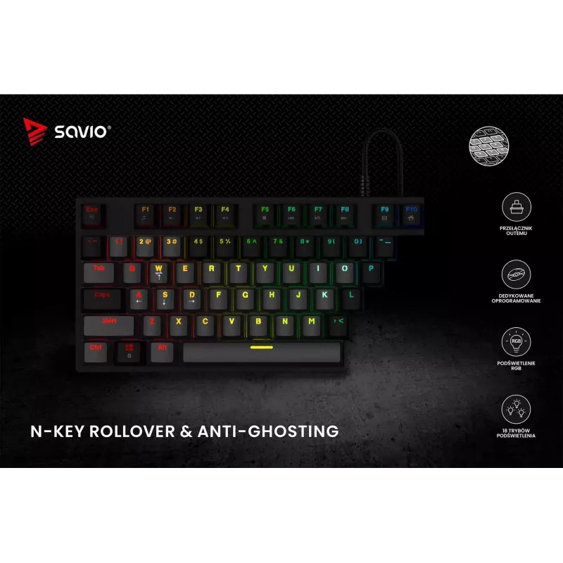 Mechanical Keyboard RGB Tempest X2 Outemu Red Savio Savgk-tempest X2 Red