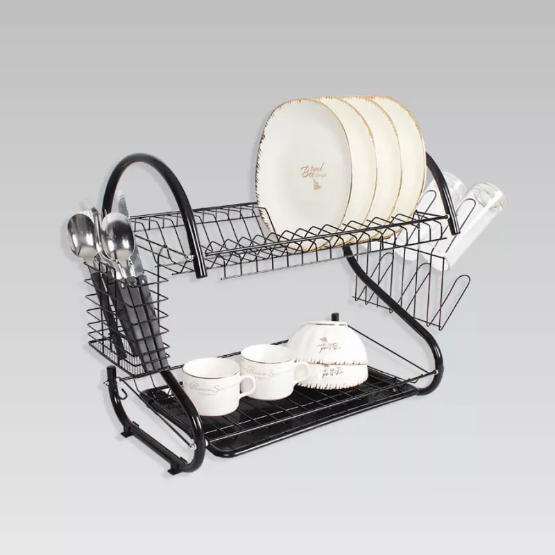 Dish drainer Maestro MR-1025-38-BLACK, freestanding metal drainer, 38 cm width, black