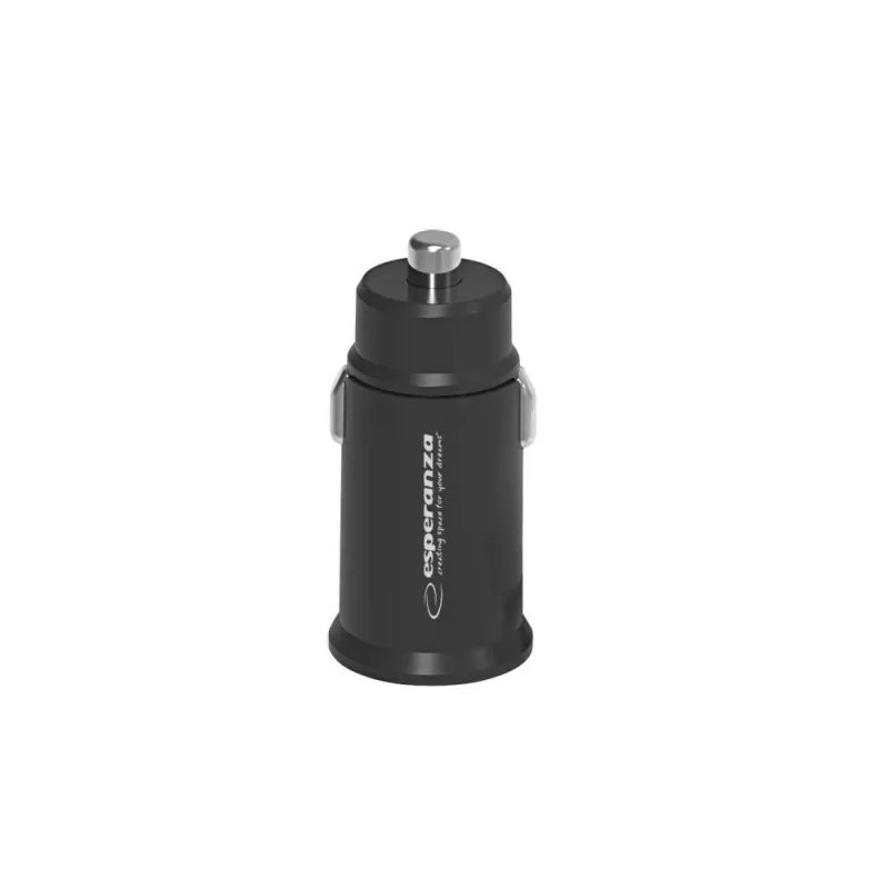 Car USB charger ESPERANZA EZC111K, 20W (USB-C PD 20W + USB-A QC3.0), 12–24V input, black