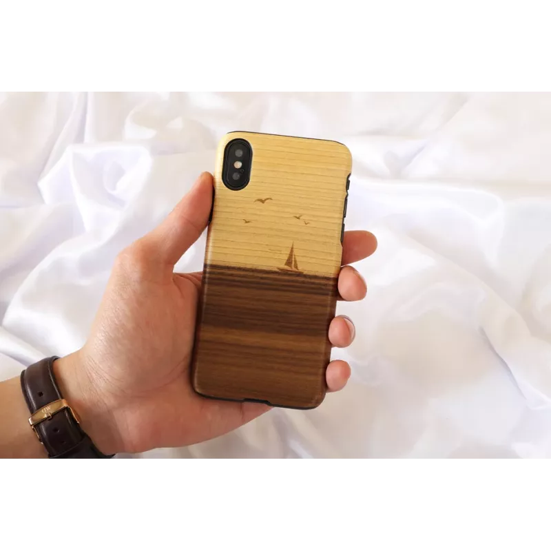 Smartphone case man and wood for iPhone X/XS — model mare, black