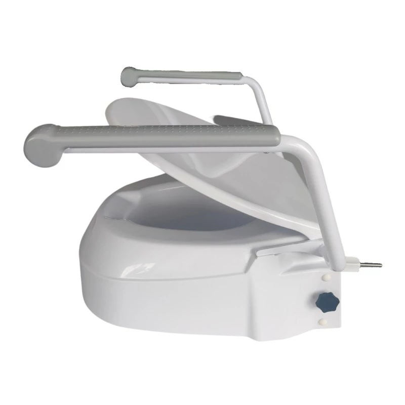 Raised toilet seat Mobilex PLN001 with integrated handrails, polypropylene, adjustable height 6–15 cm, max load 120 kg