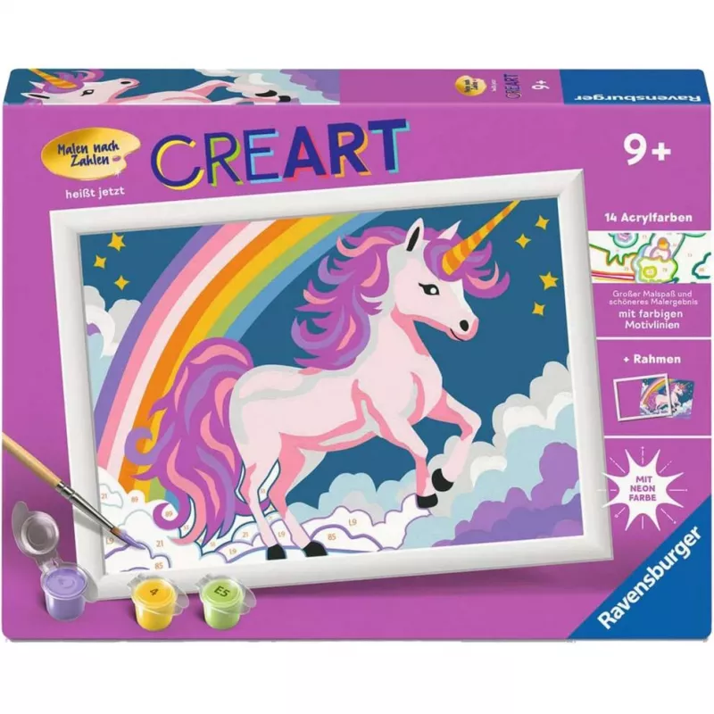 Paint-by-numbers kit Ravensburger CreArt Pink Unicorn painting