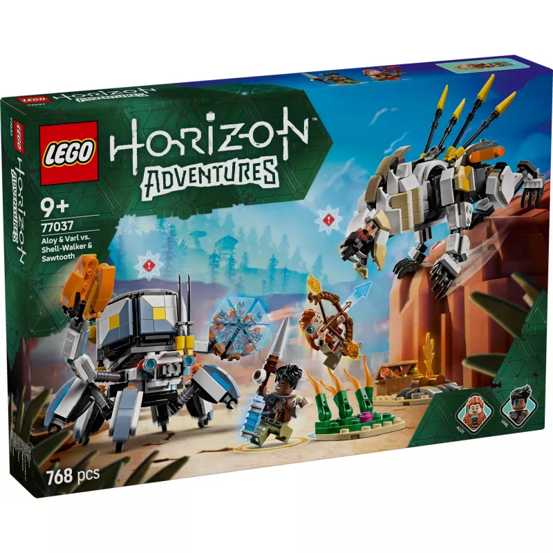 LEGO set Horizon Adventures 77037 – Aloy and Varl vs Shell-Walker and Sawtooth, 768 pieces, 2 minifigures