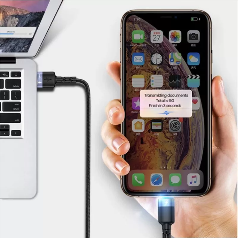 USB to Lightning data cable Tellur 1.2 m nylon braided black