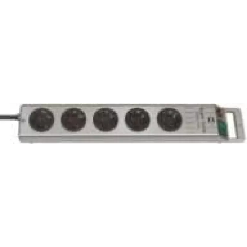 Brennenstuhl 1153340115 Power Strip Super-Solid Line 5-way 2.5 m H05VV-F 3G1,5, Silver (1153340115)