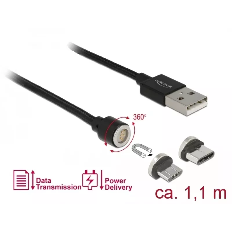 USB Cable DeLOCK 85723 USB 2.0 1.1m USB A USB C/Micro-USB B Black