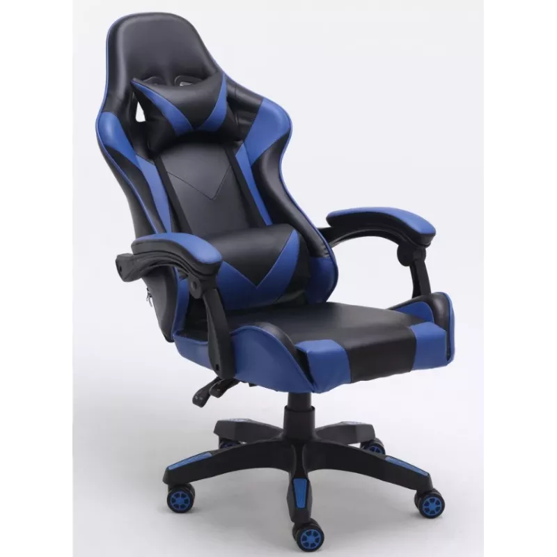 Office chair top e shop REMUS — padded seat and padded backrest, black/blue, with castor wheels