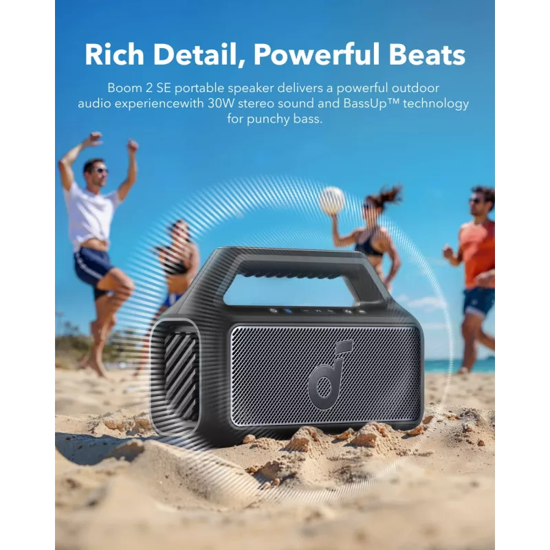 Stereo portable speaker Anker Soundcore Boom 2 SE — 2.0 channels, 30 W RMS, wireless, black