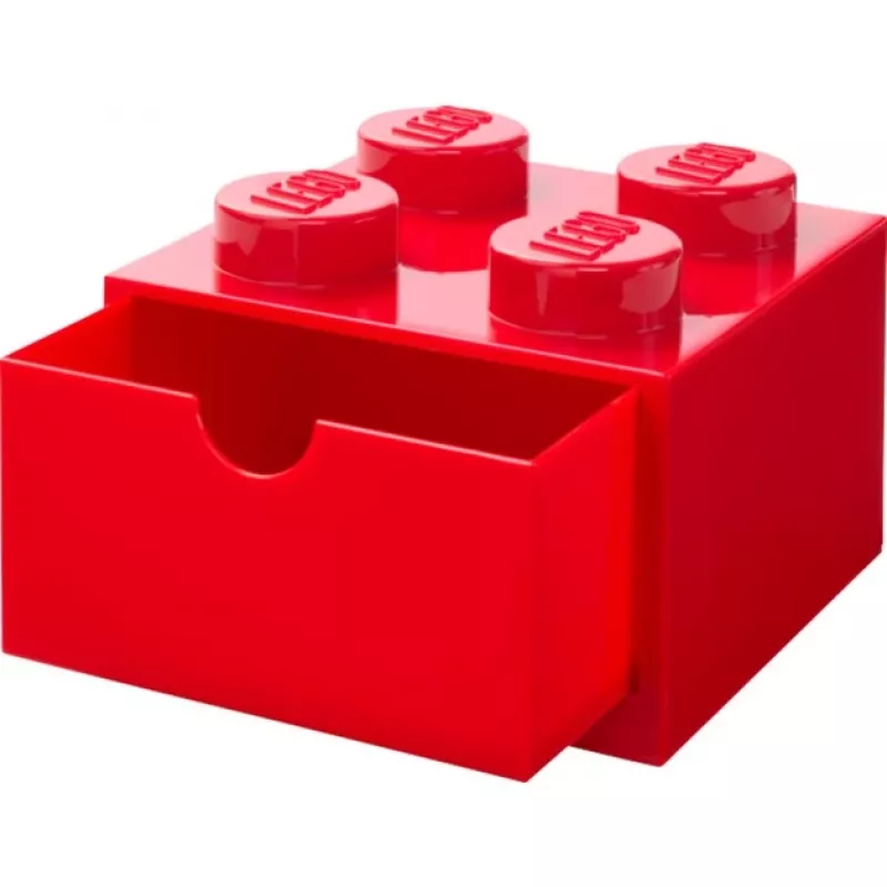 LEGO desk drawer 4 , Storage Box Red, studs