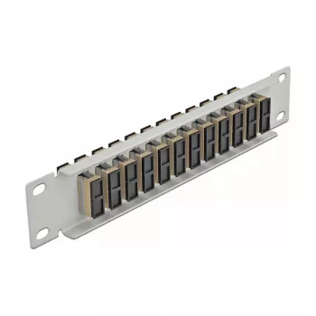 Fiber Optic Patch Panel DeLOCK 10 inch 12 Port SC Duplex Beige 1U Grey
