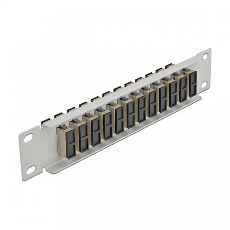 Fiber Optic Patch Panel DeLOCK 10 inch 12 Port SC Duplex Beige 1U Grey