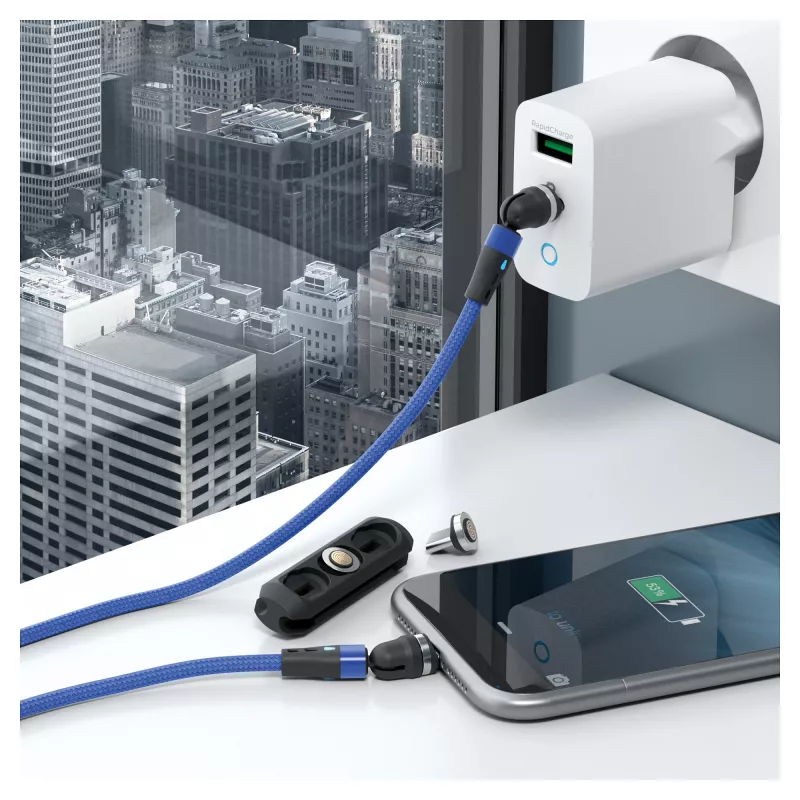 USB cable RealPower MagneticCharge2 1m Blue fast charging data transfer