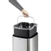 Rectangular Trash Can Durable NO TOUCH 35L Stainless Steel Black Silver