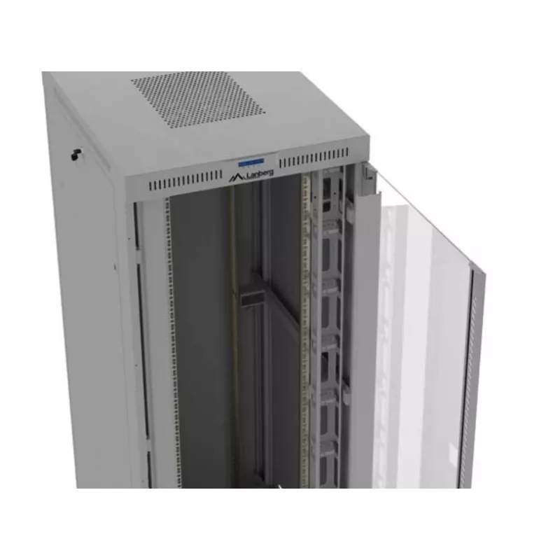 Rack cabinet LANBERG FF01-8047-12SL 47U 800x1000 mm grey with front and rear glass doors and LCD panel space