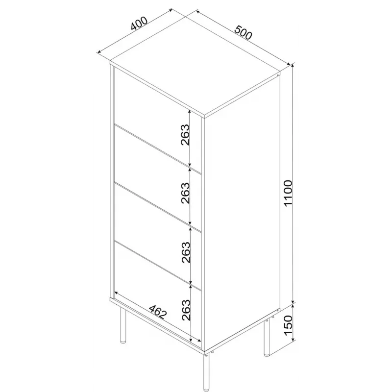 Cama 4S TRESSE chest of drawers 50x40x125 cashmere matt