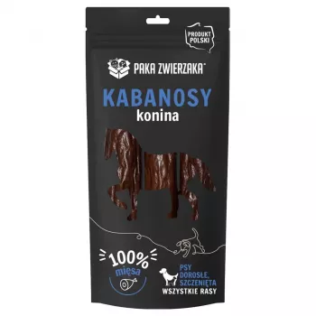 Dog treats PAKA ZWIERZAKA Sausages Horse 80 g — training chewable snack for adult dogs, protein 56.7%, fat 13.9%