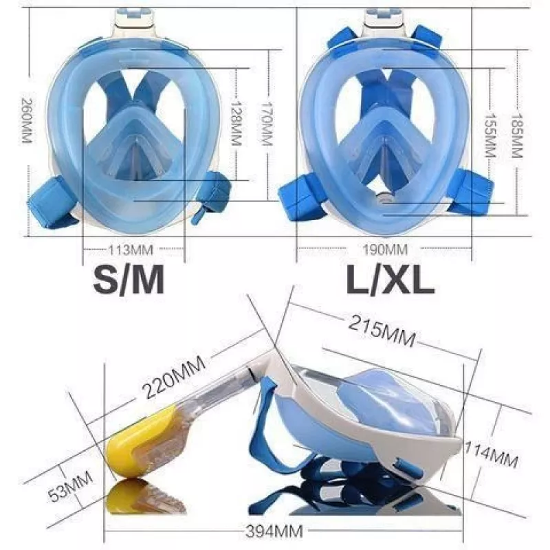 Full-Face Snorkeling Mask Free Breath M2068G S/M — Pink, Anti-Fog, Panoramic View