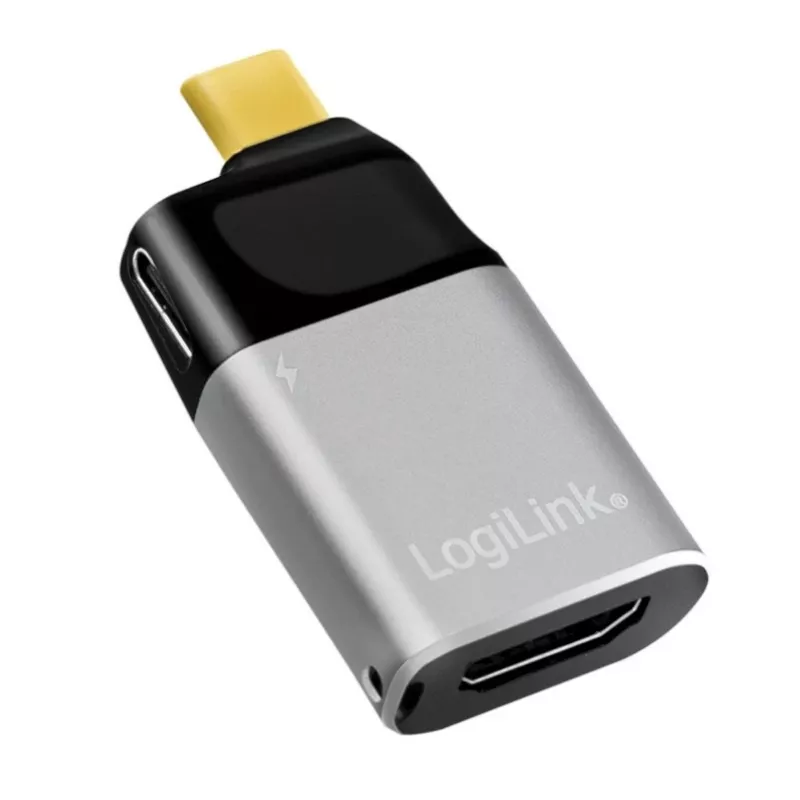 LogiLink USB 3.2 Gen2 Type-C adapter C/M to HDMI-A USB-C 4K PD alu black grey