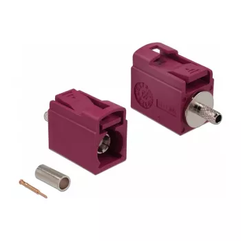 Coaxial connector DELOCK 89710 — FAKRA L male, gold-plated contacts, 13.8×21×9.5 mm