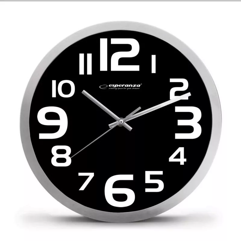 Wall clock Esperanza EHC013K Zurich Black Quartz Oval 25 cm, aluminum frame, 4 cm thick