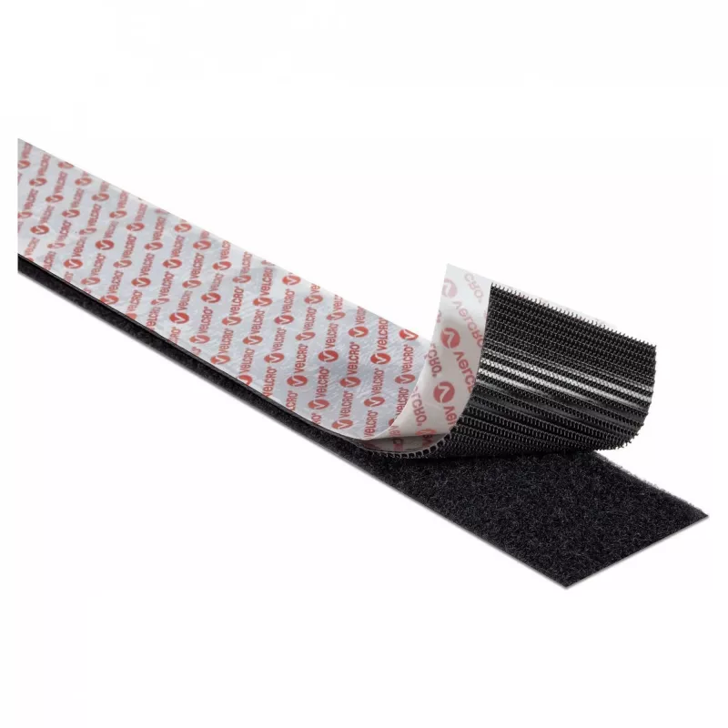 VELCRO Klettband Extra Stark Selbstklebend, Haken & Flausch 50mm x 5m Schwarz