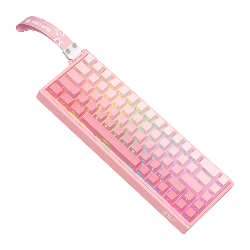Wired gaming keyboard Onikuma G69 — pink, USB connection, full-size layout