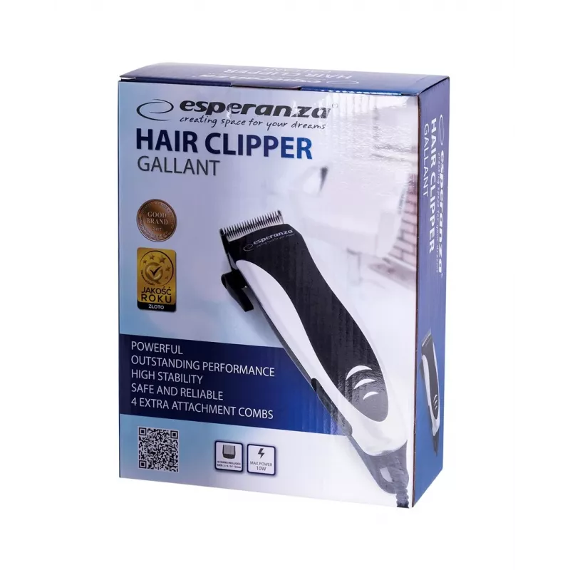 Corded Hair Trimmer ESPERANZA EBC005 — 40 mm blade, 1.2–12 mm length, 10 W, black/white