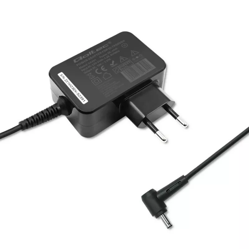 Power adapter QOLTEC 45W 19V for portable devices — replacement adapter 45 W 19 V