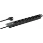 Power strip helos PROFESSIONAL 19 inch rack-mount, 8 sockets, 2.0 m cable