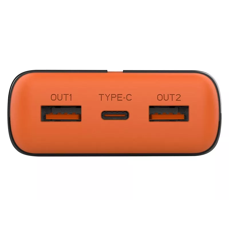 Portable charger TRACER EnerGen 20000 mAh, Power Delivery 20W, USB-C input, 2×USB-A outputs, 3-device support, orange