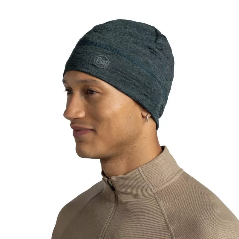 Beanie Buff Merino Lightweight Multistripes Forest — Buff merino wool lightweight beanie, unisex, dark green, 125 g/m²