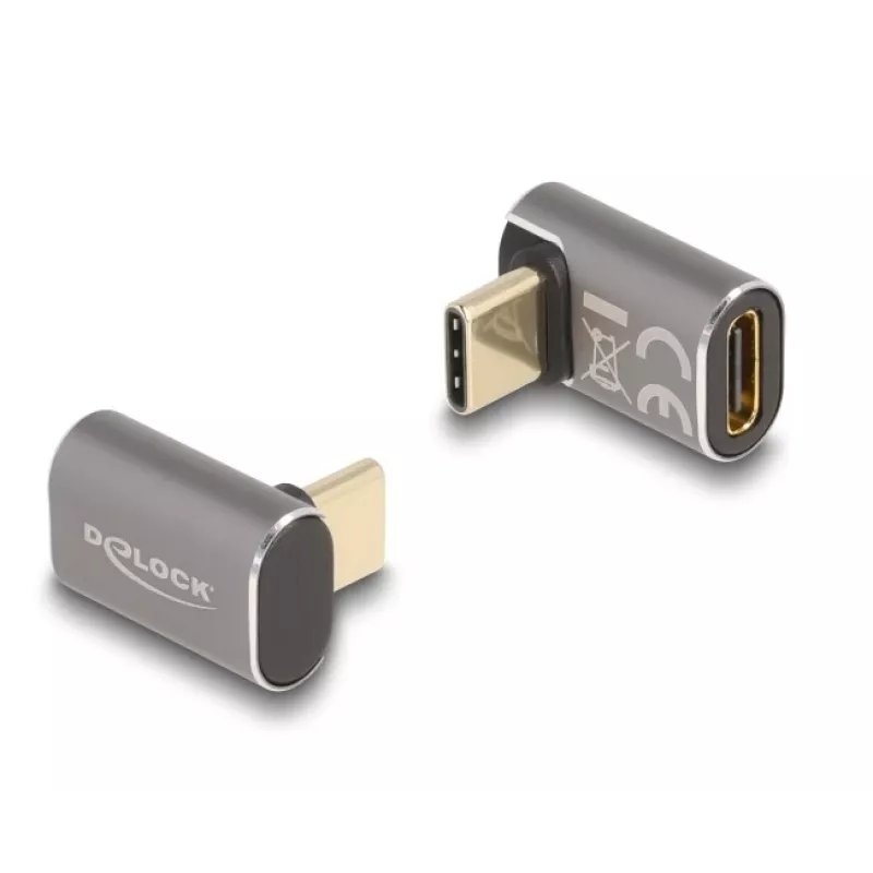 DeLOCK USB Adapter 40 Gbps USB Type-C PD 3.0 100 W male to female angled 8K 60 Hz metal