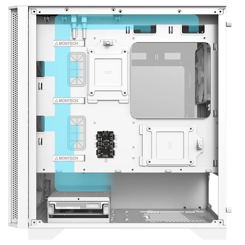Montech AIR 100 ARGB MICRO-ATX Tower with Four ARGB Fans Pre Installed, Ultra-Minimalist Design, Fine Mesh Front Panel, High Airflow, Unique Side