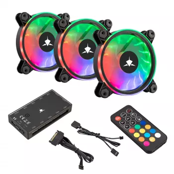 Case fan kit White Shark Nebula-2 Black — ARGB 120mm fans (kit)