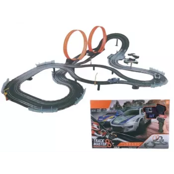 Mechanical toy track Madej Car track with two loops — 011406, children's pull-back and push cars set