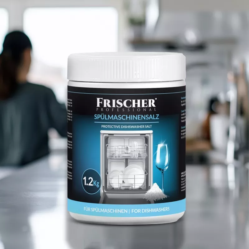 Dishwasher salt FRISCHER FR00101_1200, 1.2 kg, water softening salt in plastic jar