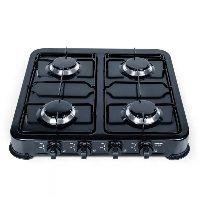 Gas Hob PROMIS KG400C, 4 zones, rotary front controls, LPG, metal top, countertop