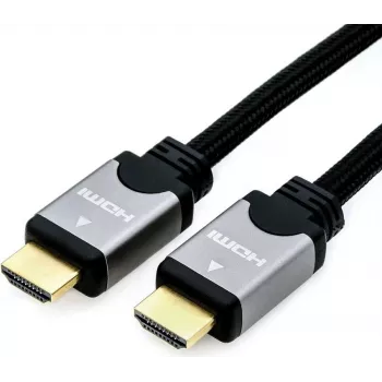 Roline High Speed - HDMI mit Ethernetkabel - HDMI (M) bis HDMI (M) - 1 m - Doppelisolierung - Schwarz/Silber
