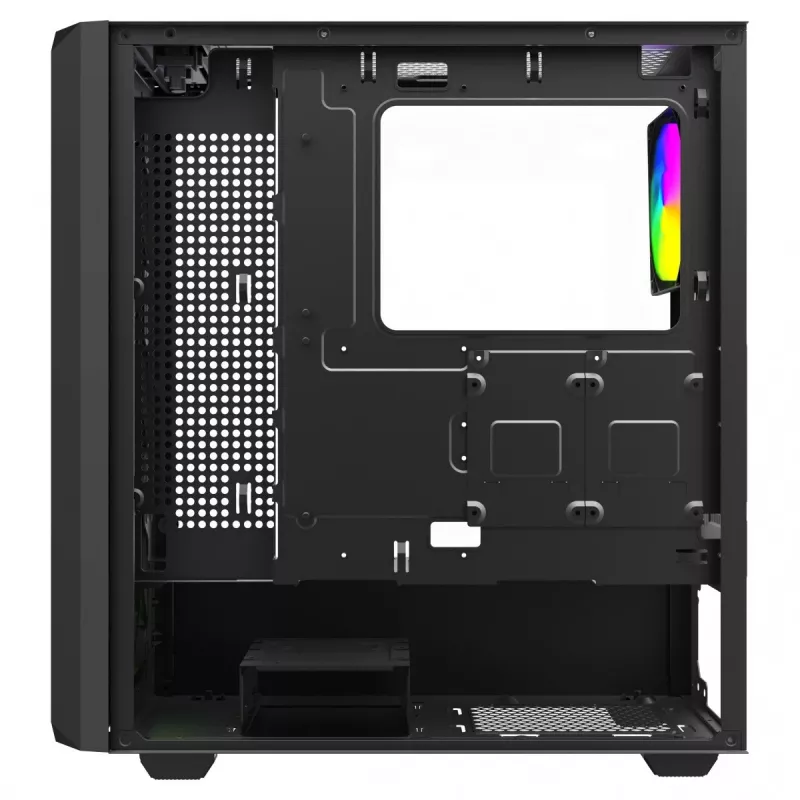 PC Cube Case SAVIO Noctis Glass RGB — Black, ATX/Micro-ATX, 210×410×450 mm, 3×120 mm front fans
