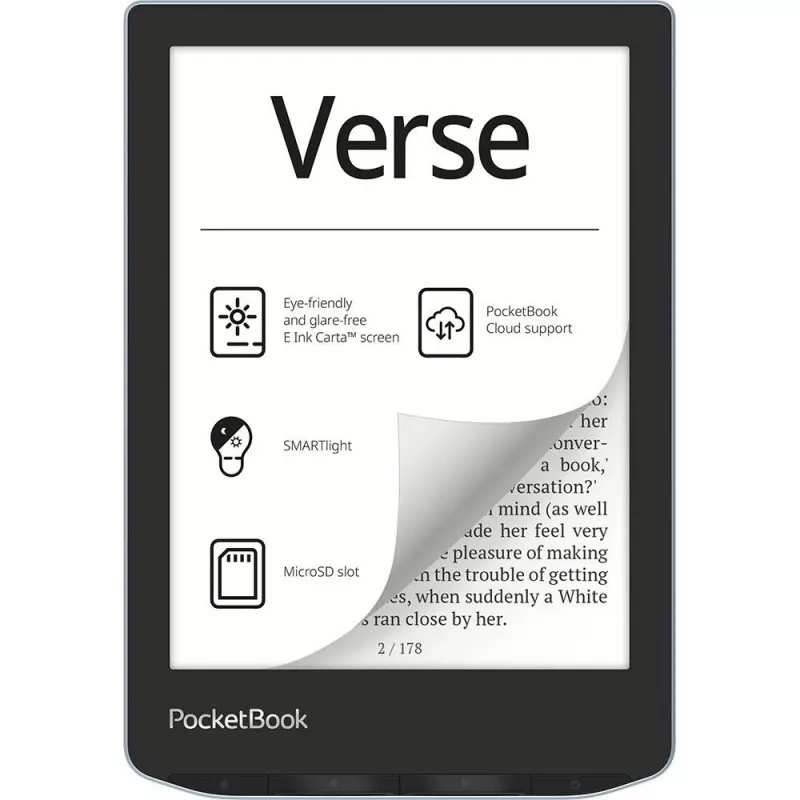 PocketBook Verse - 15,2 cm (6) - E Ink Carta - 758 x 1024 Pixel - ACSM - AZW - AZW3 - CBR - CBZ - CHM - DOC - DOCX - DjVu - EPUB - EPUB DRM - FB2 - FB2.ZIP - HTM - HTML - MOBI,... 