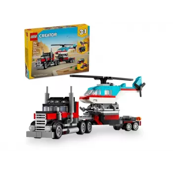LEGO Creator 2-in-1 Flatbed Truck with Helicopter set 31146, convertible build for kids