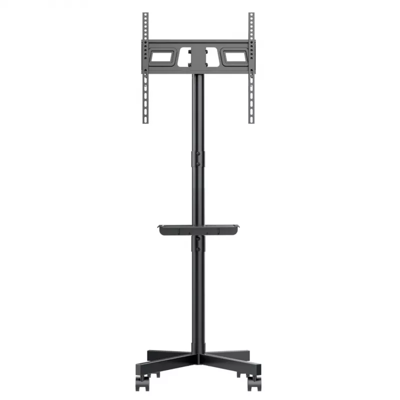 TV cart MACLEAN MC-949 for 32–55 inch TVs, VESA 75×75–400×400 mm, max load 25 kg, height 147–155 cm, storage shelf, black