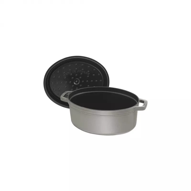 Cast iron oval cocotte Staub 29 cm, graphite grey