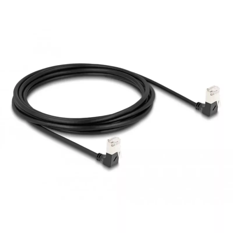 DeLOCK RJ45 Network Cable Cat.6A S/FTP Slim 90° Downwards 3m Black